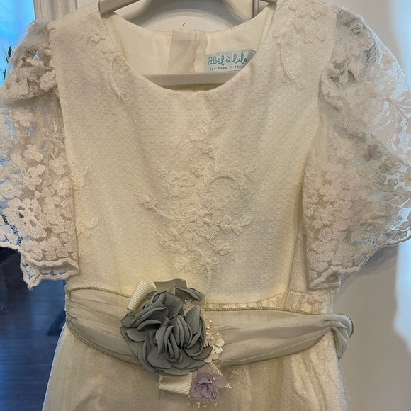 Abel & Lula Elegant Cream and Gray Kids Dress size 4 NWT - Picture 2 of 7